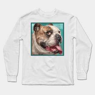 Painting of a Happy go Lucky Bulldog with Its Tongue Out Long Sleeve T-Shirt